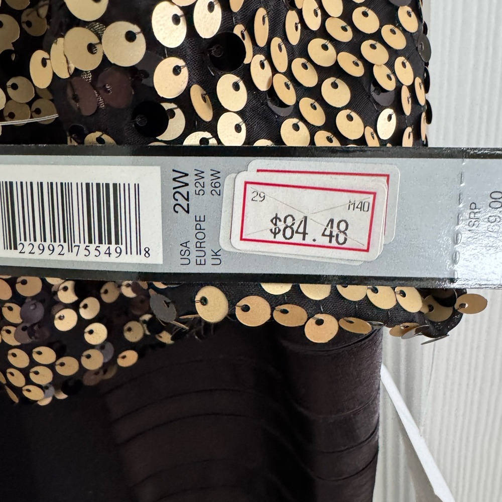 Tahari Woman Black and Gold Sequin Short Sleeve Dress - Picture 4 of 10